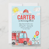 Sound der Feuerwehr zum Geburtstag Einladung (Vorderseite)