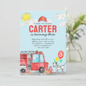 Sound der Feuerwehr zum Geburtstag Einladung (Stehend Vorderseite)