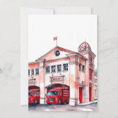 Sound der Red Fire Truck Boy Baby Dusche Einladung (Rückseite)