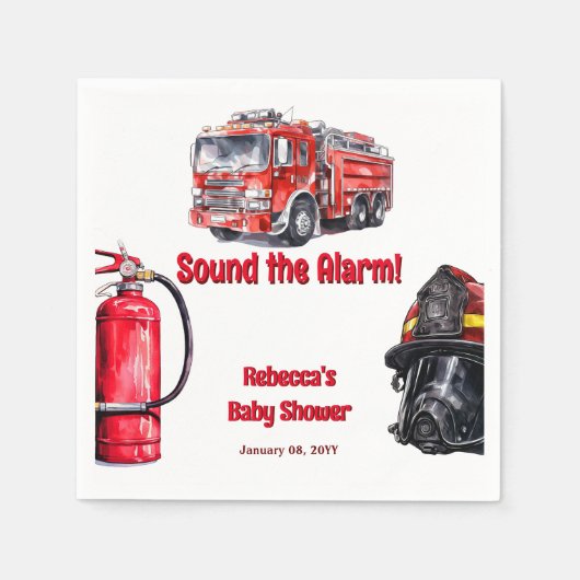 Sound der Red Fire Truck Boy Baby Dusche Serviette (Vorderseite)
