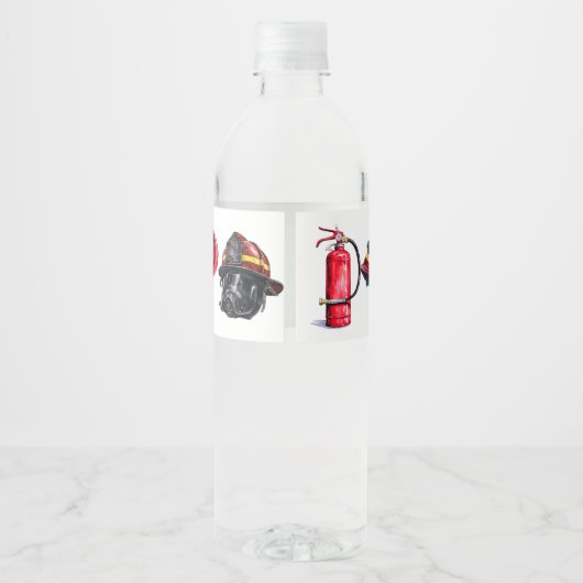 Sound der Red Fire Truck Boy Baby Dusche Wasserflaschenetikett (Rückseite)