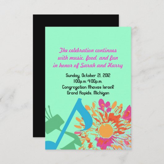 SOUND DER TORAH BLUME Bat Mitzvah Party Card Einladung (Vorne/Hinten)