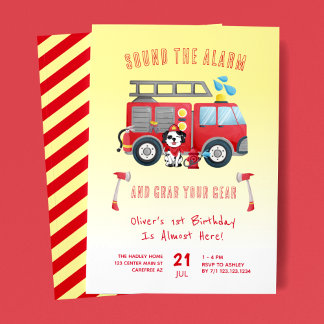 Sound des Alarm-Firerucks 1. Geburtstag Einladung