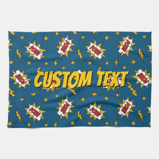 Sound Effect-Muster des Comic anzeigen Geschirrtuch (Horizontal)