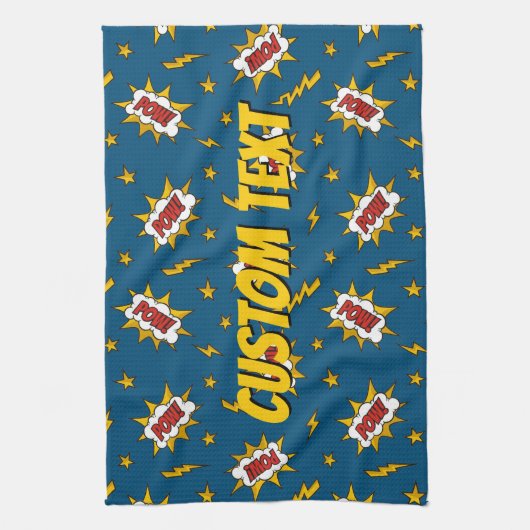 Sound Effect-Muster des Comic anzeigen Geschirrtuch (Vertikal)