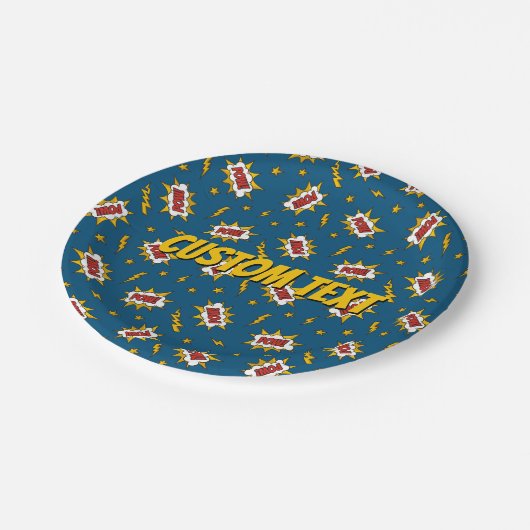 Sound Effect-Muster des Comic anzeigen Pappteller (Schrägansicht)