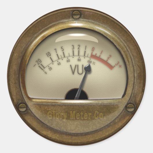 Sound Engineer & DJ Steampunk VU Meter Design Runder Aufkleber (Vorderseite)