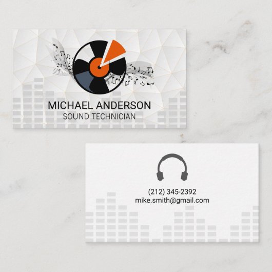 Sound Engineer | Kopfhörer und Vinyl Visitenkarte (Vorne/Hinten)