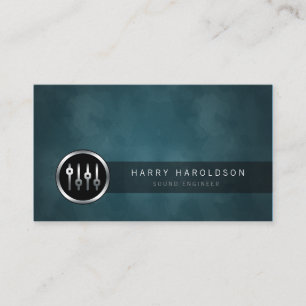 Sound Engineer Volume Sliders Grunge Business Card Visitenkarte
