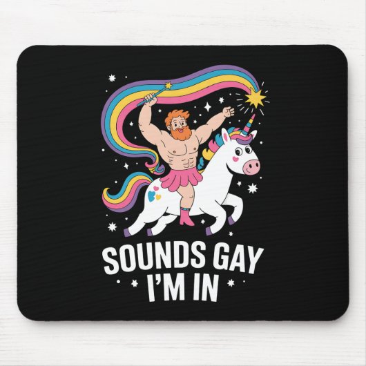 Sound Gay ich bin in Man trage Rock Unicorn LGBTQ Mousepad (Vorne)