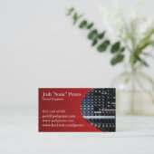 Sound Mixing Console Red Business Card Visitenkarte (Stehend Vorderseite)