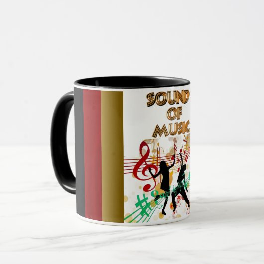 Sound of Music Dancing Farbenfrohe Musiknoten Tass Tasse (Vorderseite Links)