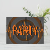 Sound Orange Dark 'PARTY' Einladung (Stehend Vorderseite)