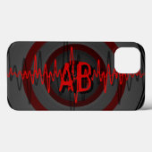 Sound Red Dark Monogram iPhone Case (Rückseite (Horizontal))