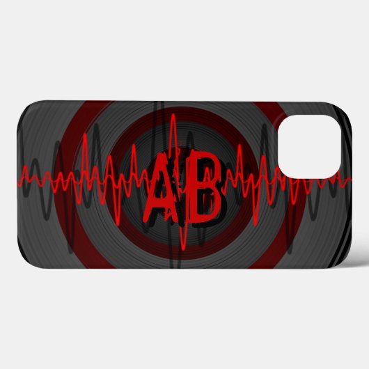 Sound Red Dark Monogram iPhone Case (Rückseite (Horizontal))