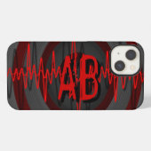 Sound Red Dark Monogram iPhone Case Hülle (Rückseite (Horizontal))