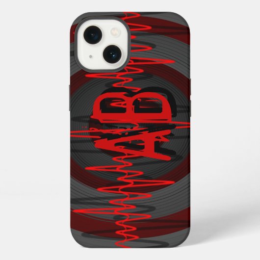 Sound Red Dark Monogram iPhone Case Hülle (Rückseite)