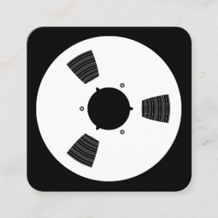 Sound Tape Spool - Weiß auf schwarz Quadratische Visitenkarte