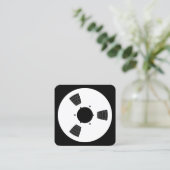 Sound Tape Spool - Weiß auf schwarz Quadratische Visitenkarte (Stehend Vorderseite)