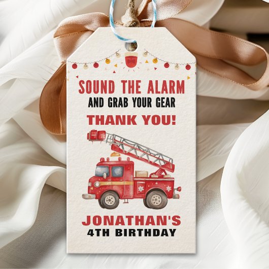 Sound the Alarm! Firefighter Birthday Boy Party Geschenkanhänger