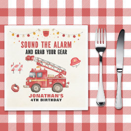 Sound the Alarm! Firefighter Birthday Boy Party Serviette