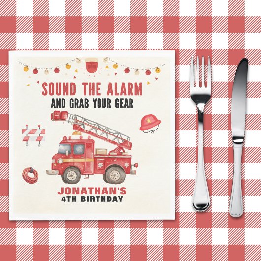 Sound the Alarm! Firefighter Birthday Boy Party Serviette