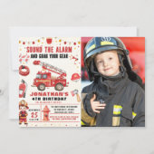 Sound the Alarm! Firefighter Birthday Boy Photo Einladung (Vorderseite)