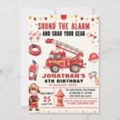 Sound the Alarm! Firefighter Birthday for Boys Einladung (Vorderseite)