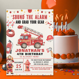 Sound the Alarm! Firefighter Birthday for Boys Einladung