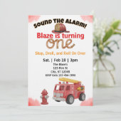 Sound the Alarm, Firetruck 1st Birthday Einladung (Stehend Vorderseite)