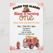 Sound the Alarm, Firetruck 1st Birthday Einladung (Vorderseite)