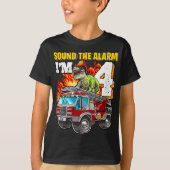 Sound the Alarm Ich bin 4 Dinosaur Feuerwehrmann 4 T-Shirt (Vorderseite)