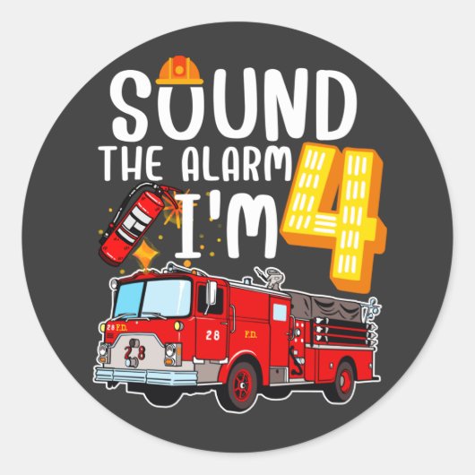 Sound The Alarm Ich bin 4 Feuerwehrmann Motor Feue Runder Aufkleber (Vorderseite)