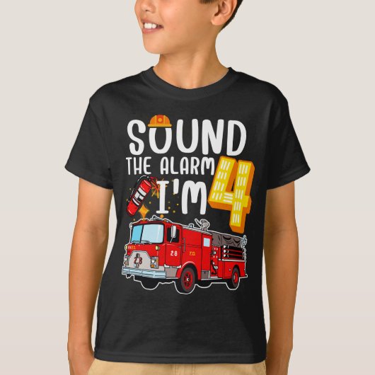 Sound The Alarm Ich bin 4 Feuerwehrmann Motor Feue T-Shirt (Vorderseite)