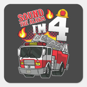 Sound The Alarm Ich bin 4 Feuerwehrmann Quadratischer Aufkleber