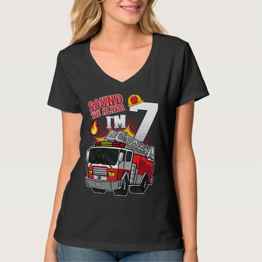 Sound The Alarm Ich bin 7 Feuerwehrfrau Frauen V-N T-Shirt (Vorderseite)