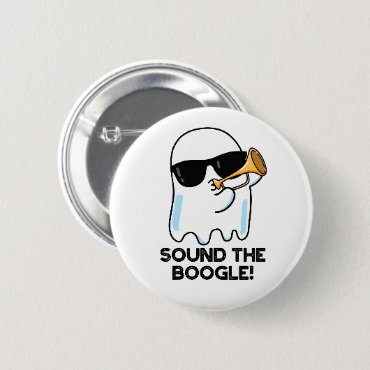 Sound The Boogle Funny Ghost Bugle Pun  Button (Vorne & Hinten)