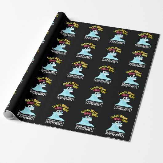 Sound Wave Funny Ocean Pun Dark BG Geschenkpapier (Ungerollt)