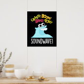 Sound Wave Funny Ocean Pun Dark BG Poster (Küche)