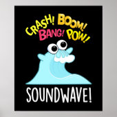 Sound Wave Funny Ocean Pun Dark BG Poster (Vorne)