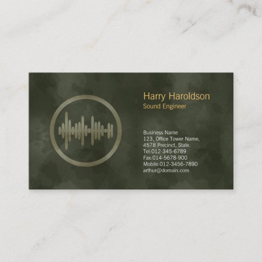 Sound Wave Icon Sound Engineer Business Card Visitenkarte (Vorderseite)
