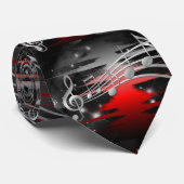 Sound Wave und Notes für Red and Silver Music Krawatte (Gerollt)