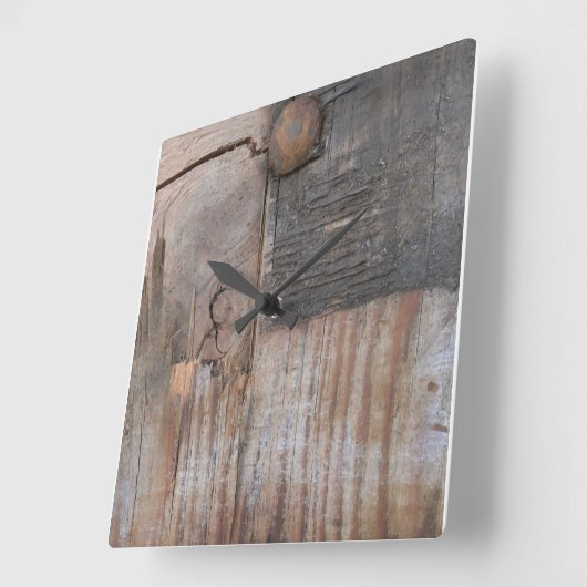 Sound Wood I Quadratische Wanduhr (Winkel)