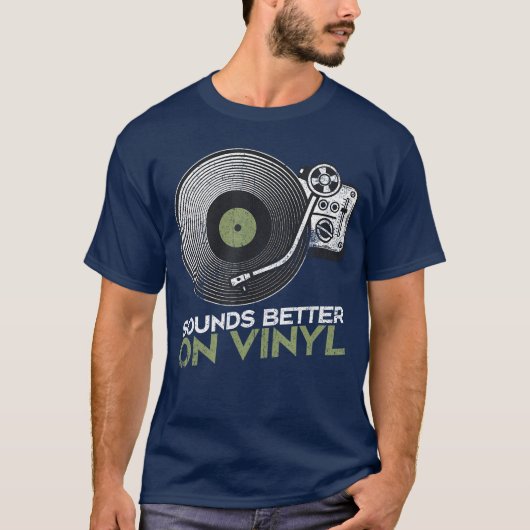 Sounds Better On Vinyl Retro Vinyl Record Playerur T-Shirt (Vorderseite)