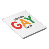 Sounds Gay I'm in Funny Pride Monat Pride Flag Notizblock (angewinkelt)