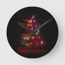 Sounds like Christmas (Tree & Notes) Runde Wanduhr
