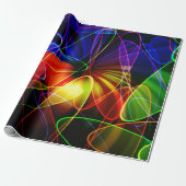 Soundwaves Neon-Fraktal Geschenkpapier (Ungerollt)