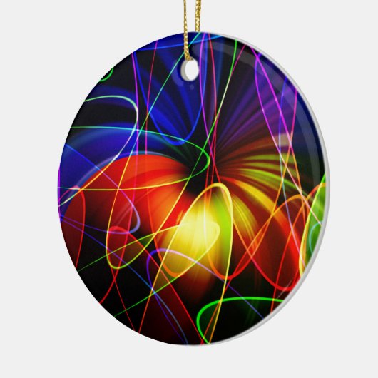 Soundwaves Neon-Fraktal Keramik Ornament (Links)