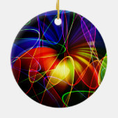 Soundwaves Neon-Fraktal Keramik Ornament (Hinten)
