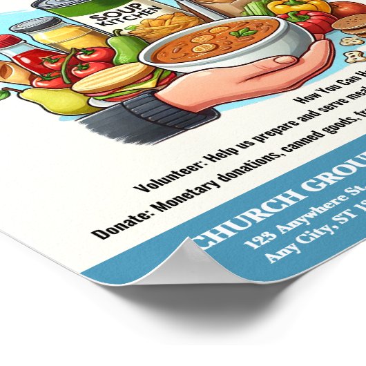 Soup Kitchen Spende & Volunteer Flyer Poster (Ecke)